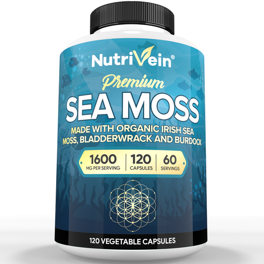 Nutrivein Organic Sea Moss 1600mg Plus Bladderwrack &amp; Burdock - 120 Capsules