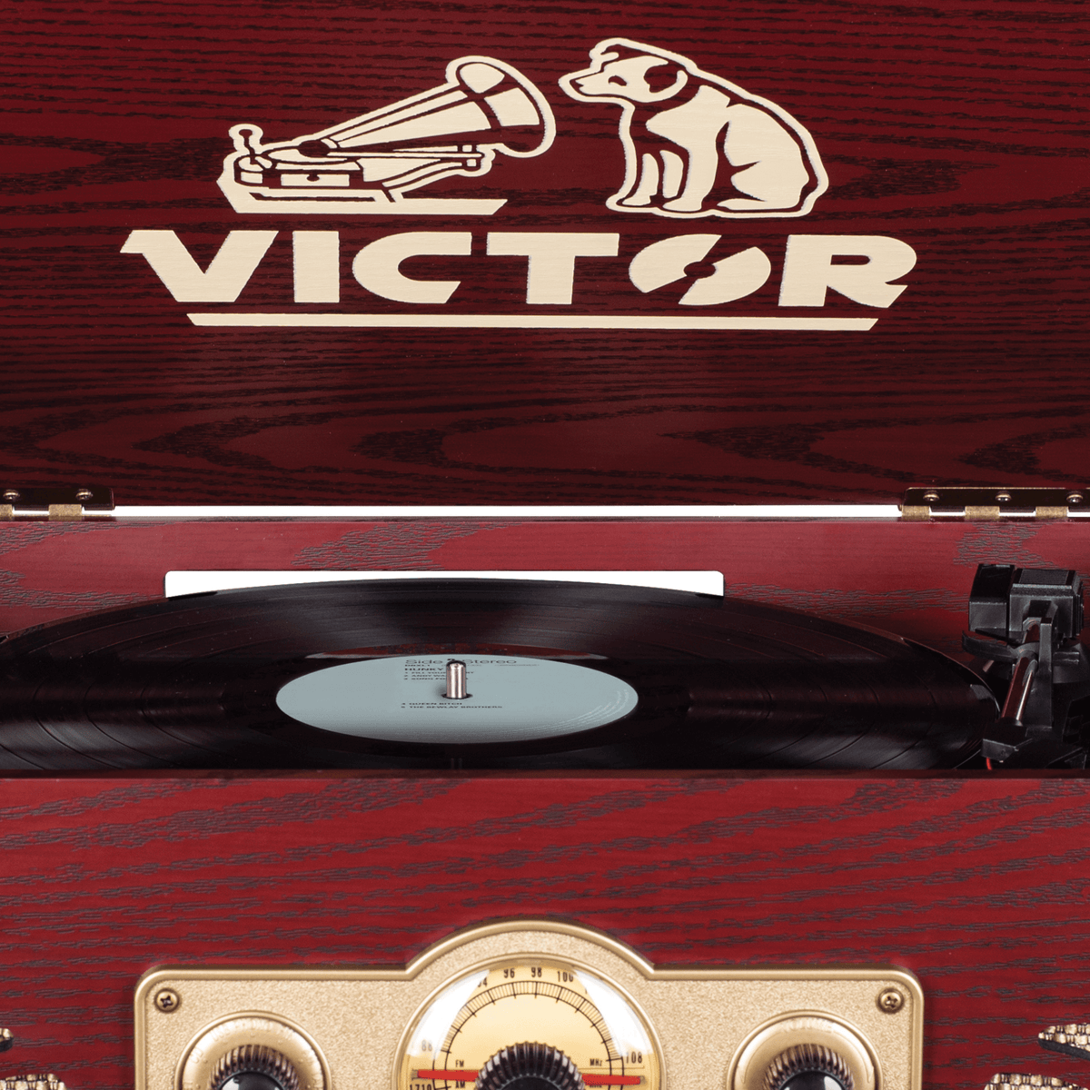Victor Belmont 8-in-1 Wood Music Center Cherry - Refurbished Music Experience