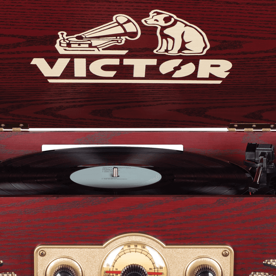 Victor Belmont 8-in-1 Wood Music Center Cherry - Refurbished