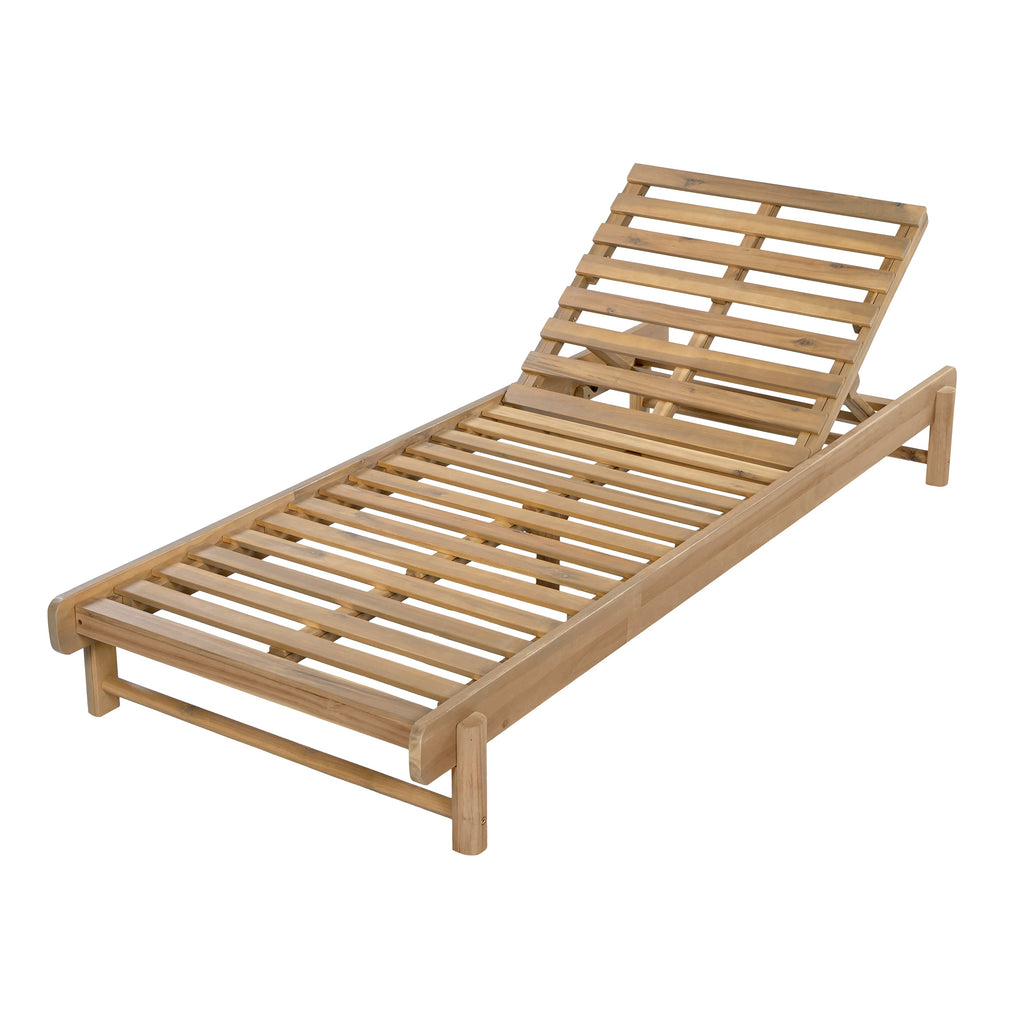 Wood Chaise Lounge Frame with Light Teak Finish - Acacia Comfort