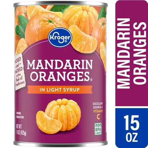 Mandarin Oranges in Light Syrup - Kroger Canned Fruit, 15 oz