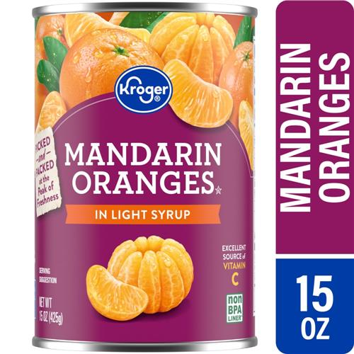 Kroger Canned Mandarin Oranges in Light Syrup 15 oz