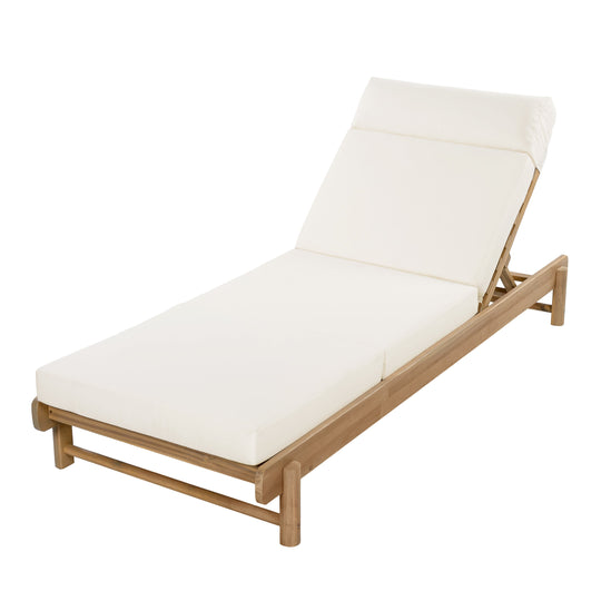 Light Teak Acacia Wood Chaise Lounge Set: 1 Frame + 1 4-Fold