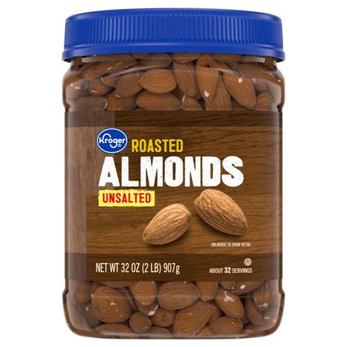 Kroger Roasted Unsalted Almonds 32 oz