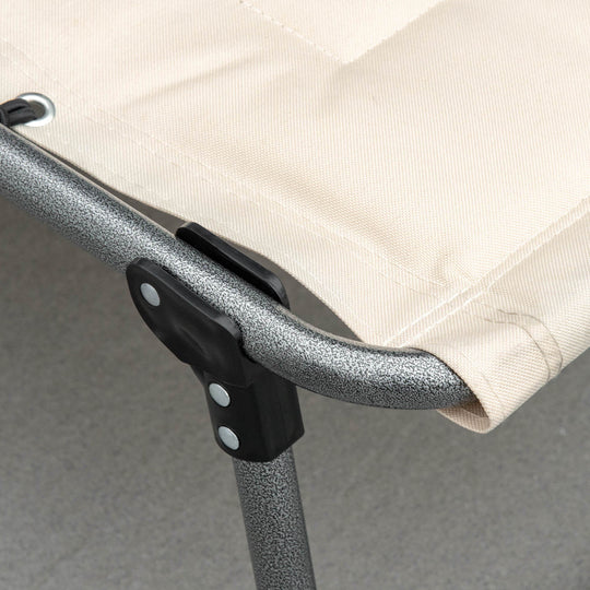Outsunny - Padded Folding Chaise Lounge Chair, Outdoor 6-Level Reclining Camping Tanning Chair With Headrest For Beach, Yard, Patio, Pool - Beige