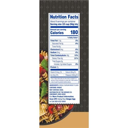 Kroger 100% Whole Grain Salad Rotini Pasta 16 oz