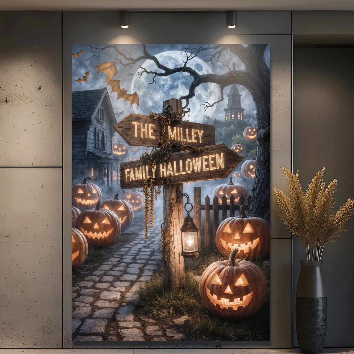 Personalized Family Name Street Sign Halloween Wall Art