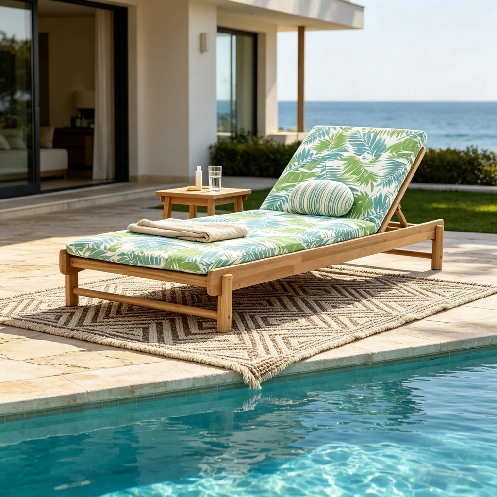 Lounge in Style with Our Light Teak Acacia Wood Chaise Lounge Set