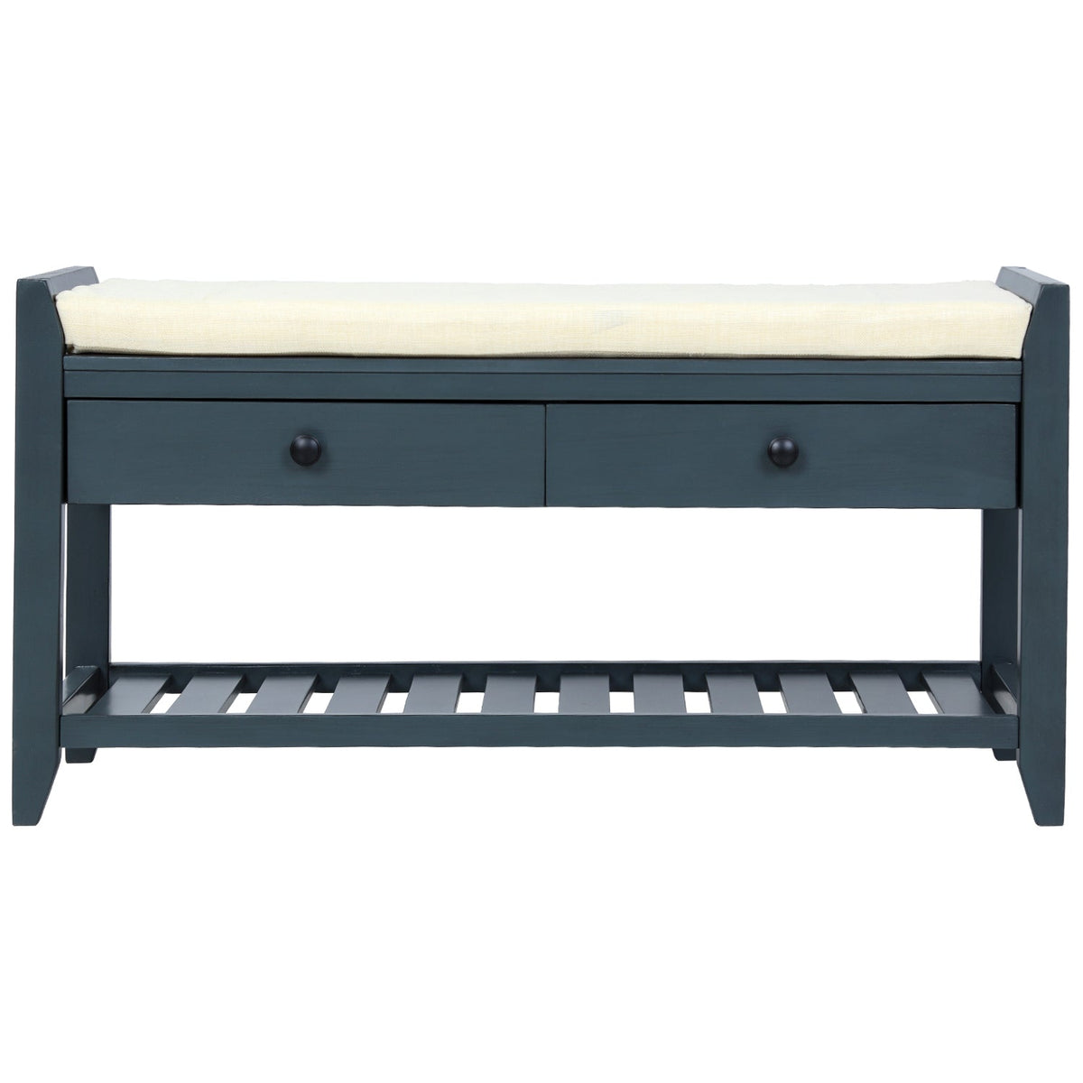 TREXM Shoe Rack with Cushioned Seat and Drawers