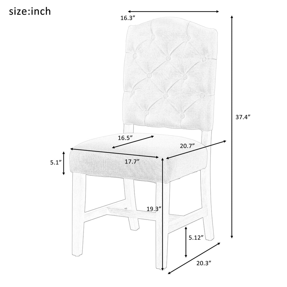 TREXM Retro Style Dining Chair Set with 4 Upholstered Chairs