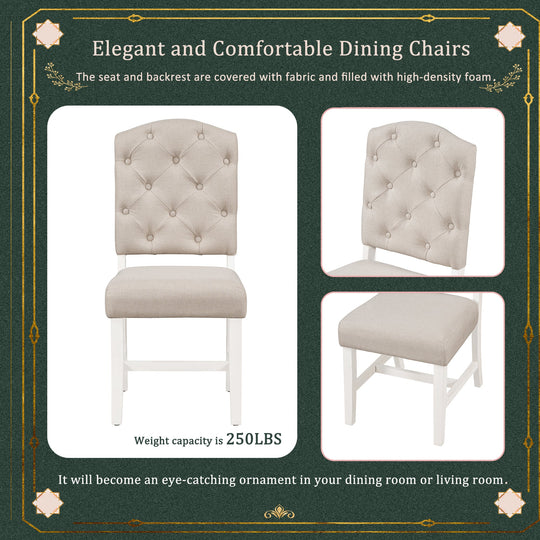 TREXM Retro Style Dining Chair Set with 4 Upholstered Chairs