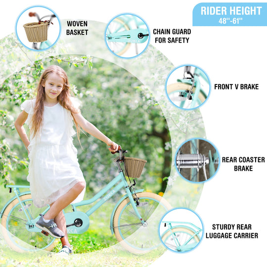 Girls Bike With Basket for 7-10 Years Old Kids