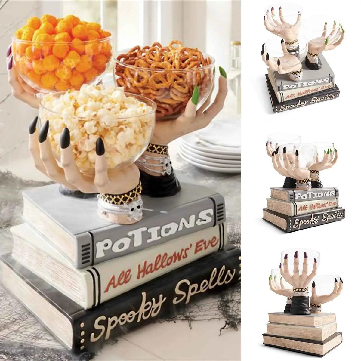 Broomstick Snack Bowl Stand – Witch Hands Halloween Snack Basket
