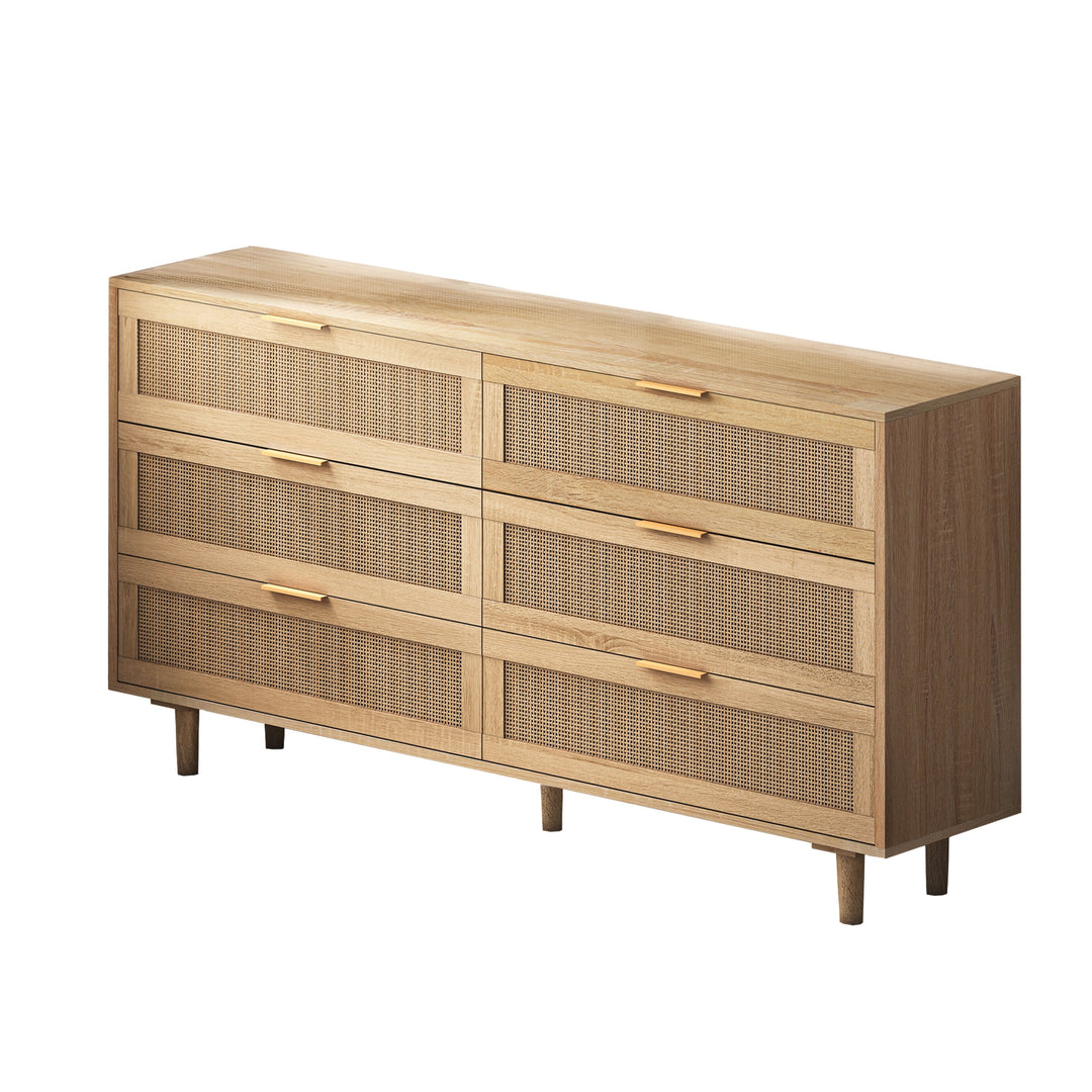 59.06" 6-Drawer Rattan Storage Cabinet