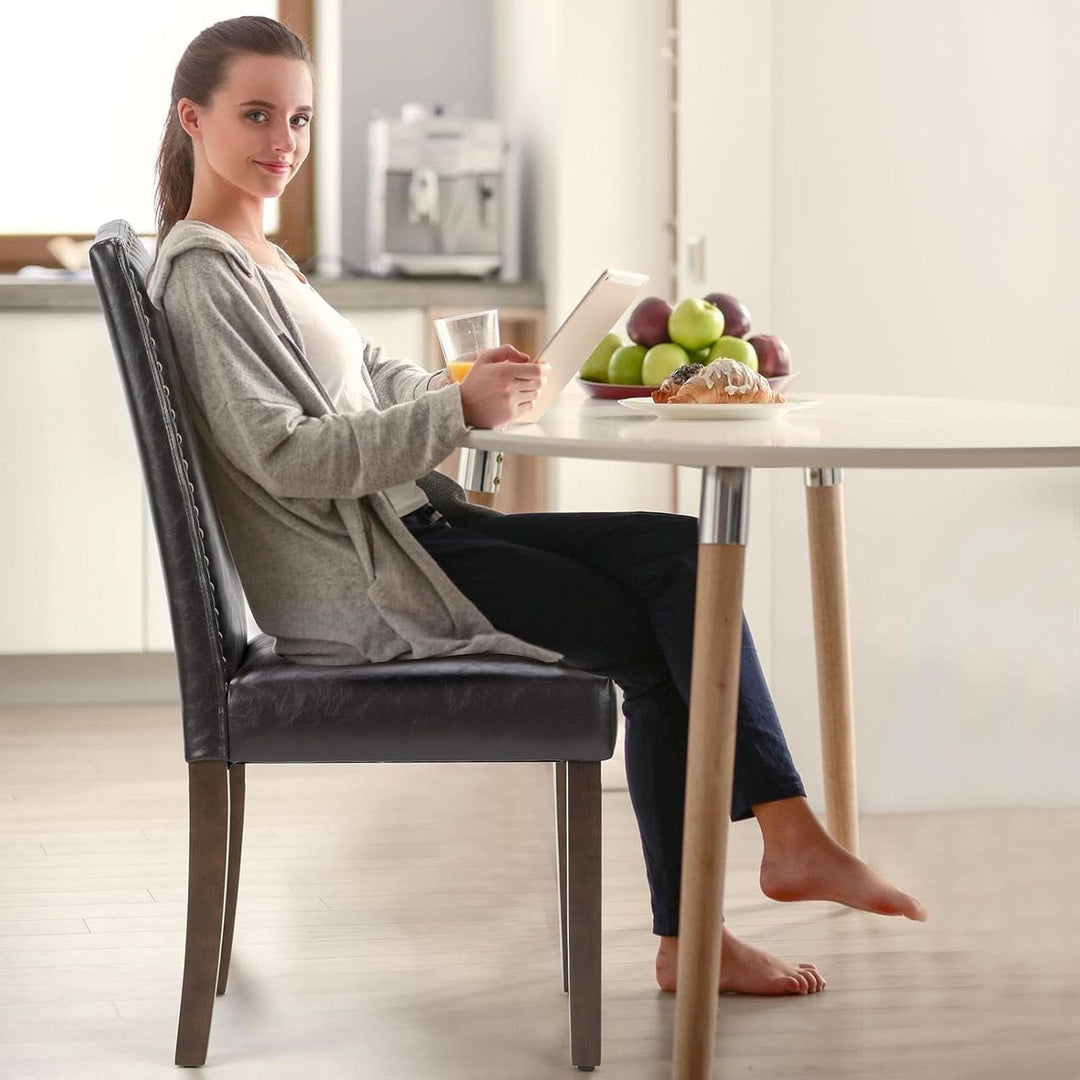 Six Piece Dark Brown Dining Chairs Living Room Set
