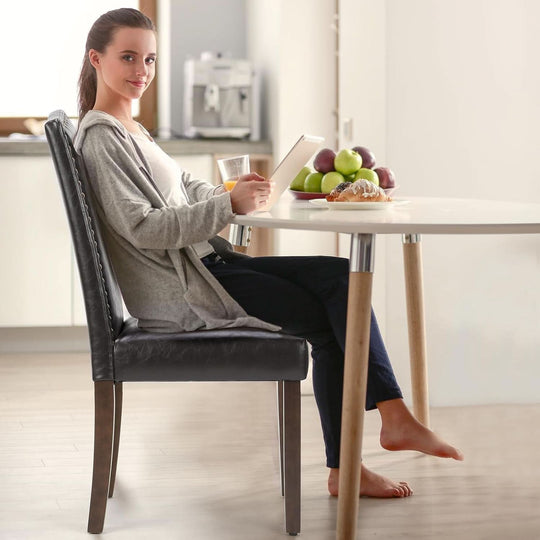 Six Piece Dark Brown Dining Chairs Living Room Set