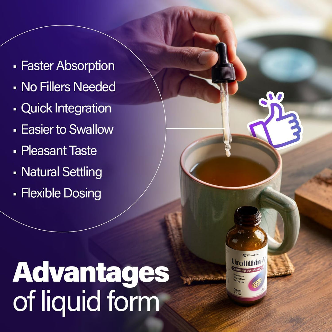 Urolithin A Supplement 2800 mg Liquid Drops | with Trans-Resveratrol, Collagen Peptides, Pomegranate Extract, Hyaluronic Acid, Vitamin E &amp; C