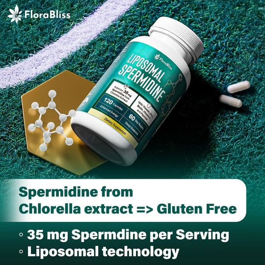 Spermidine Supplement from Chlorella with Thiamin, Zinc, Biotin, &amp; Vitamin C | 120 Capsules | Gluten-Free for Cellular Renewal, Healthy Aging &amp; Vitality Support | 60-Day Supply