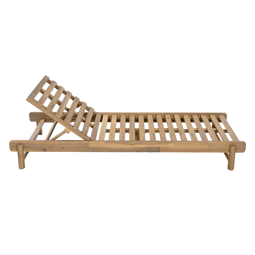 Wood Chaise Lounge Frame with Light Teak Finish - Acacia Comfort