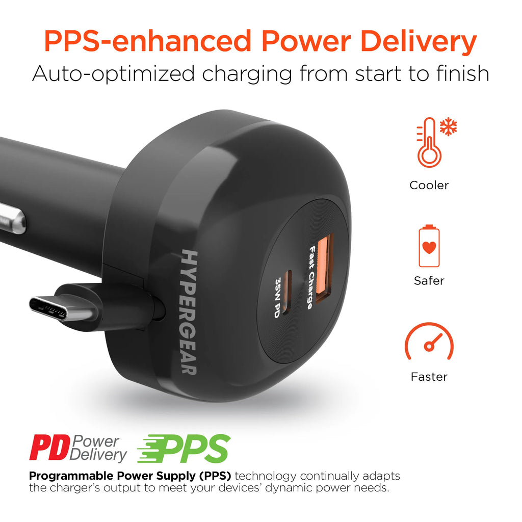 SpeedBoost HyperGear 60W Retractable Car Charger