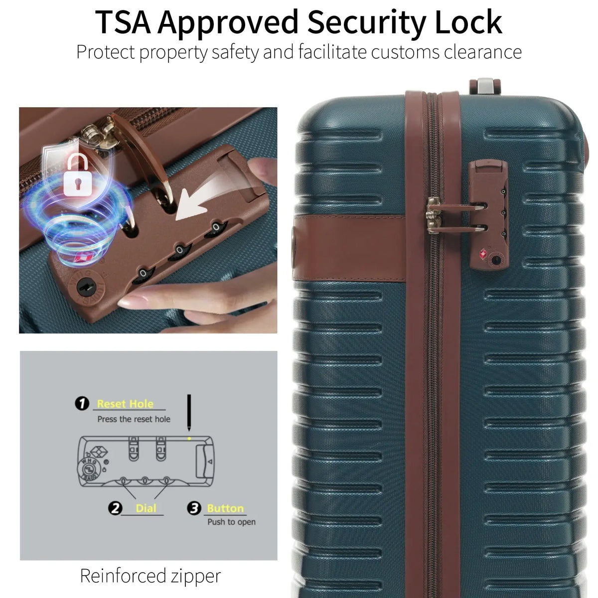 3 Piece Carry-On Luggage Set - Lightweight Hardshell ABS Suitcases