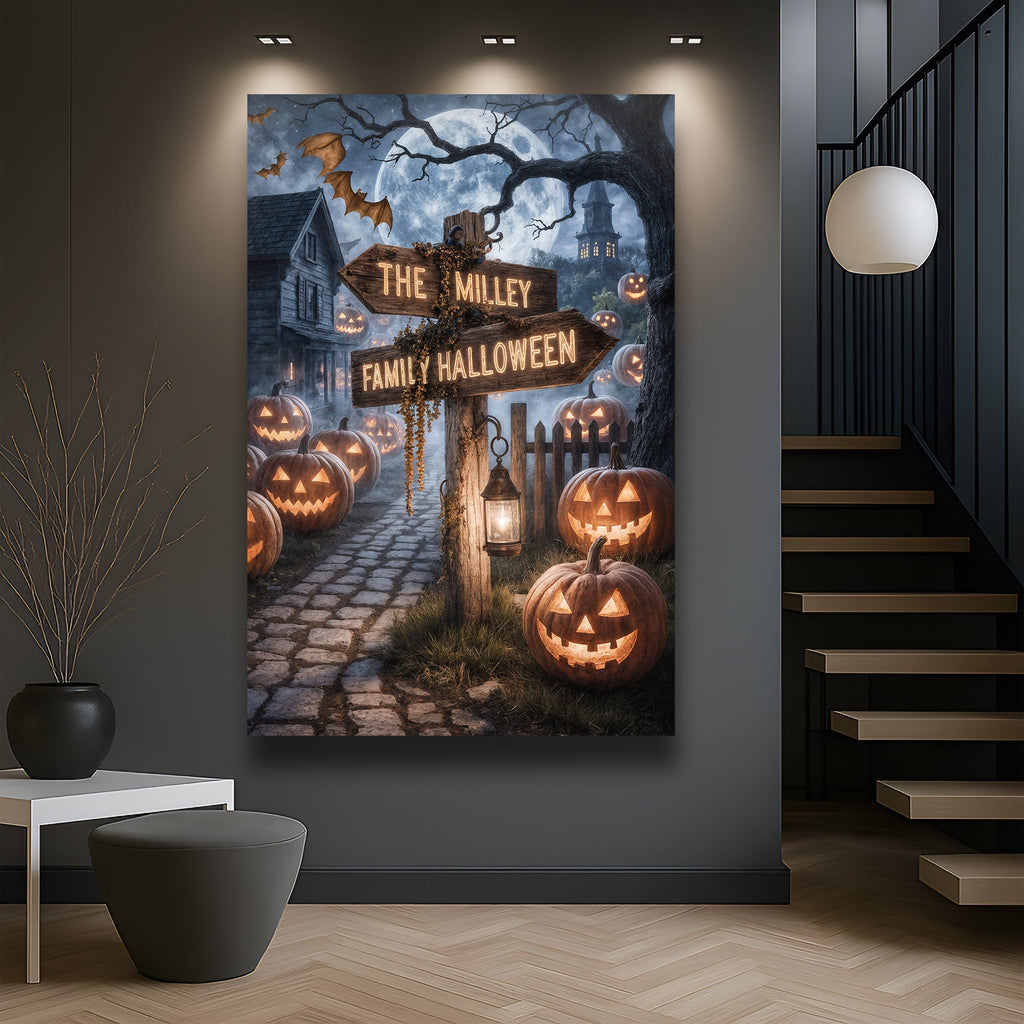 Personalized Family Name Street Sign Halloween Wall Art