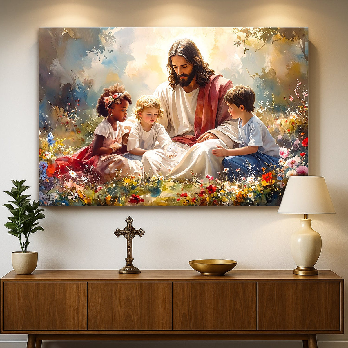 Jesus With Children Faith Wall Art VIII