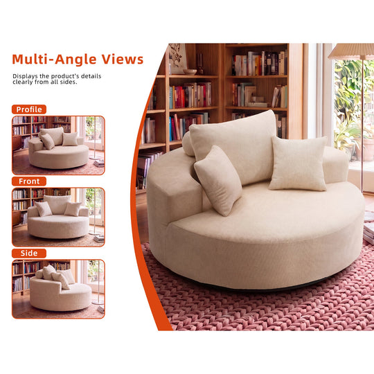 55" Oversized Round Swivel Chair