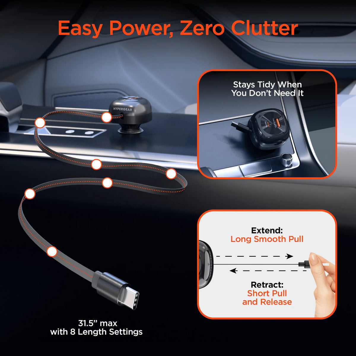 SpeedBoost HyperGear 60W Retractable Car Charger