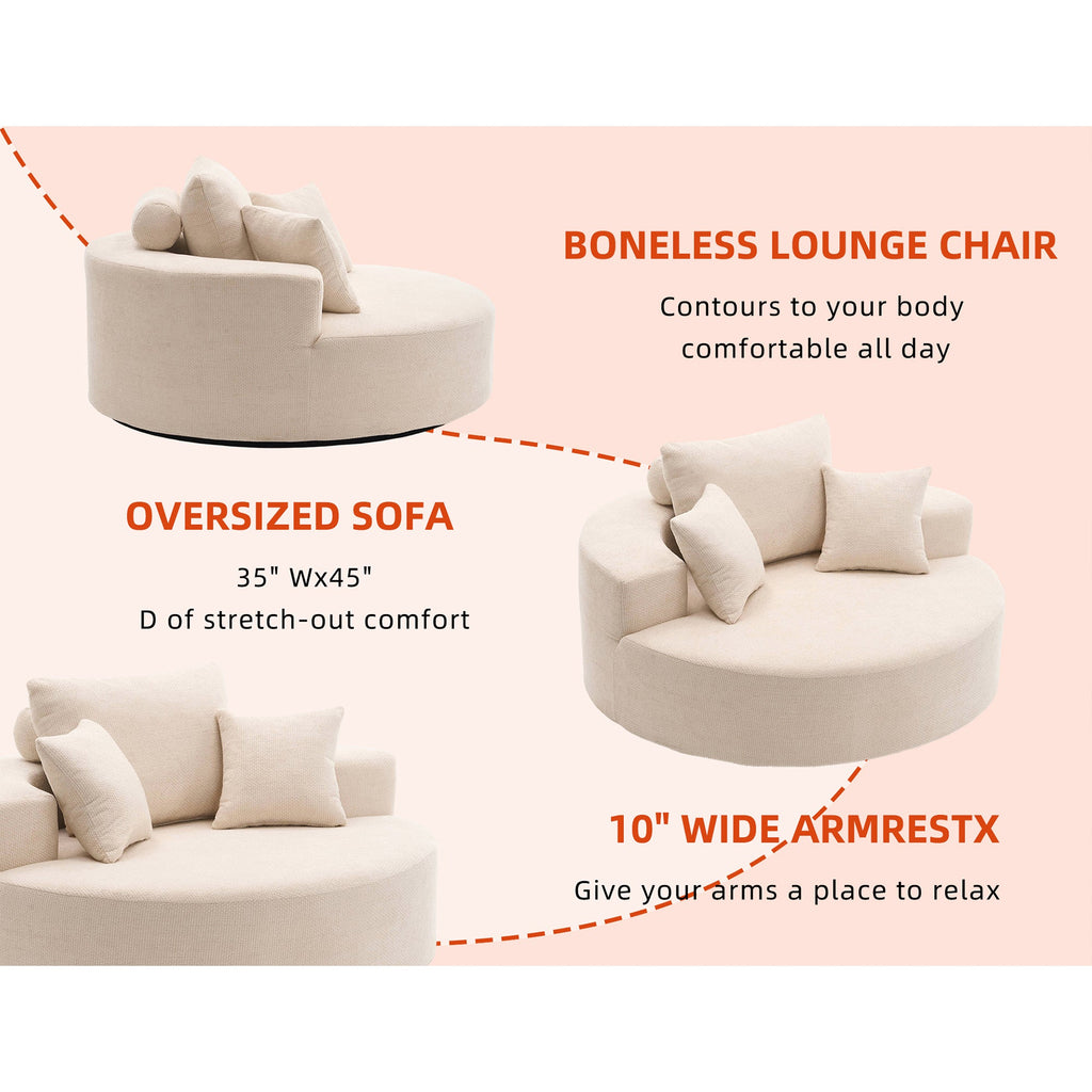 Round 55" Oversized Swivel Chair for Ultimate Comfort