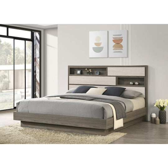 Grey Eastern King Platform Bed