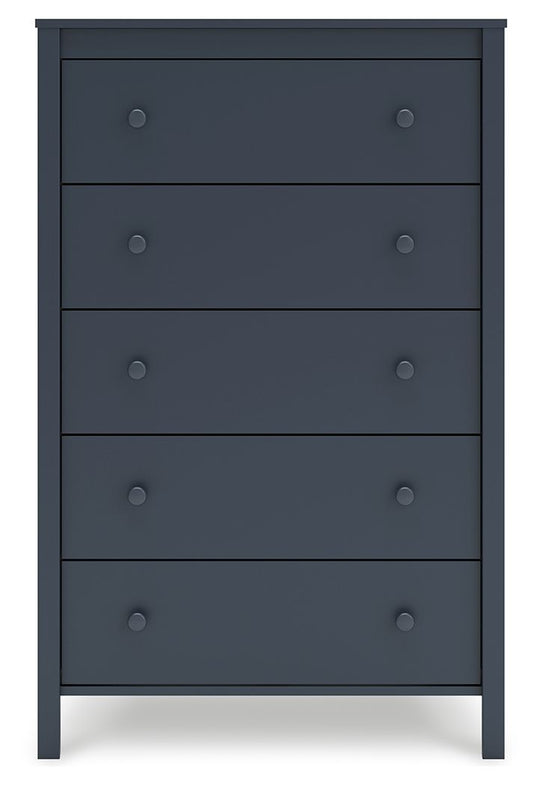 Simmenfort - Five Drawer Chest - Navy Blue