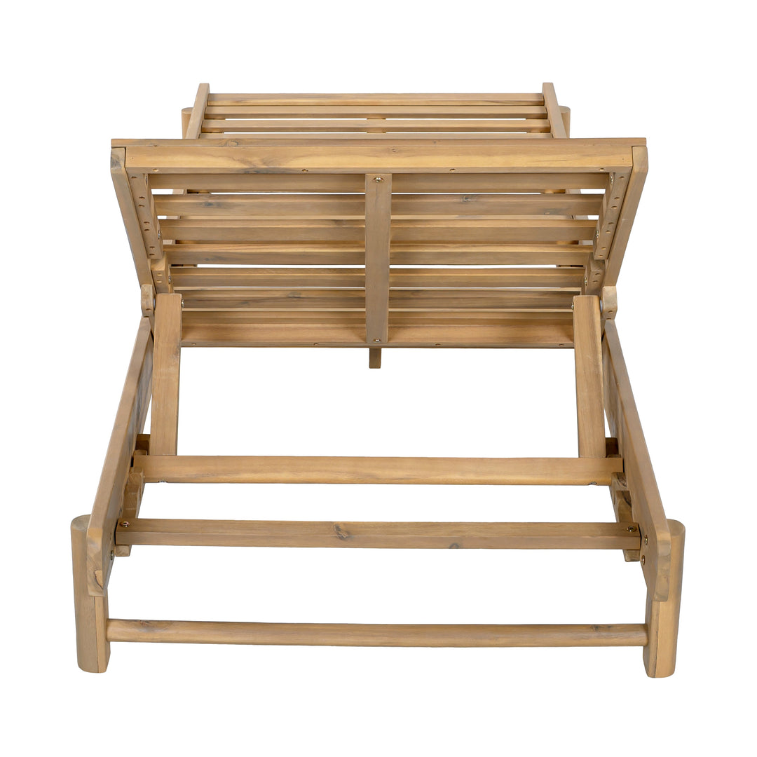 Light Teak Finish Acacia Wood Chaise Lounge Frame