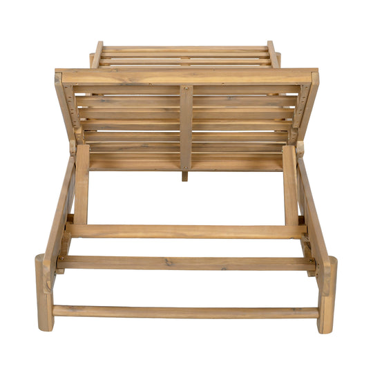 Light Teak Finish Acacia Wood Chaise Lounge Frame