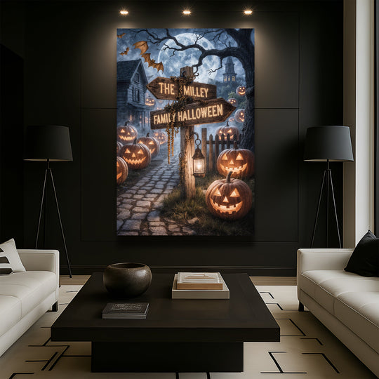 Personalized Family Name Street Sign Halloween Wall Art