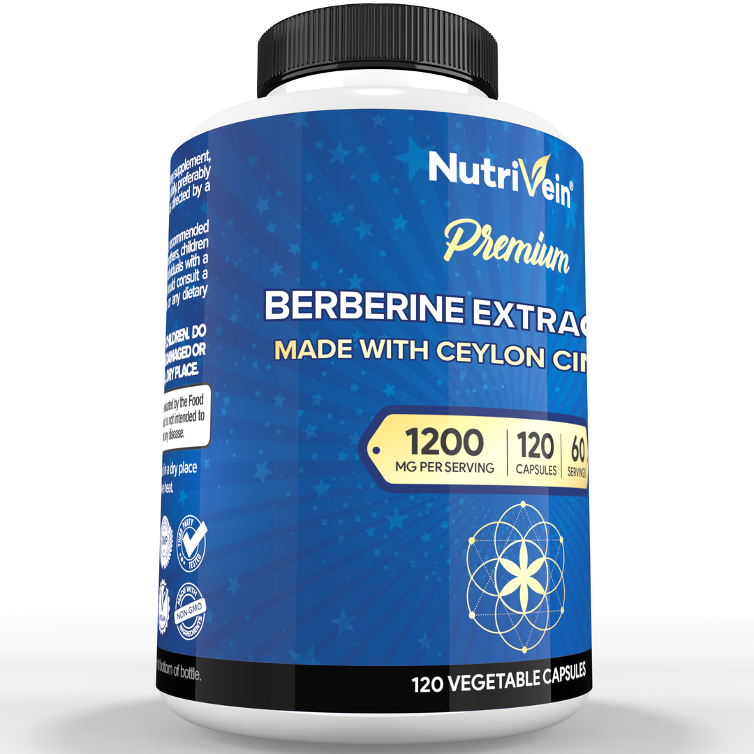 Nutrivein Premium Berberine 1200 mg with Ceylon Cinnamon - 120 Capsules