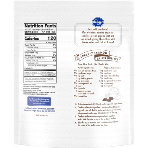 Kroger Seedless Raisins Pouch 32 oz