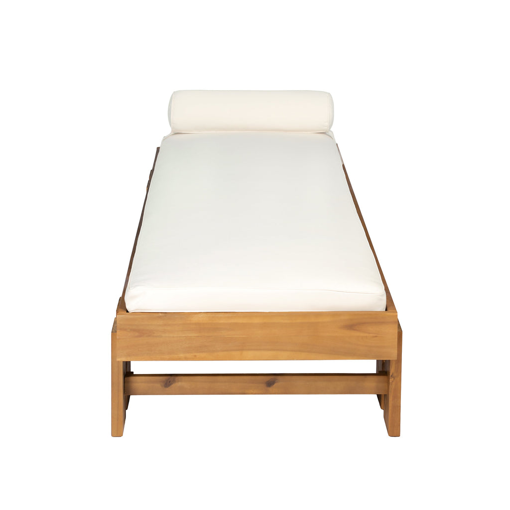 Daybed: Teak Finish Acacia Wood with Luxurious Cream Cushion