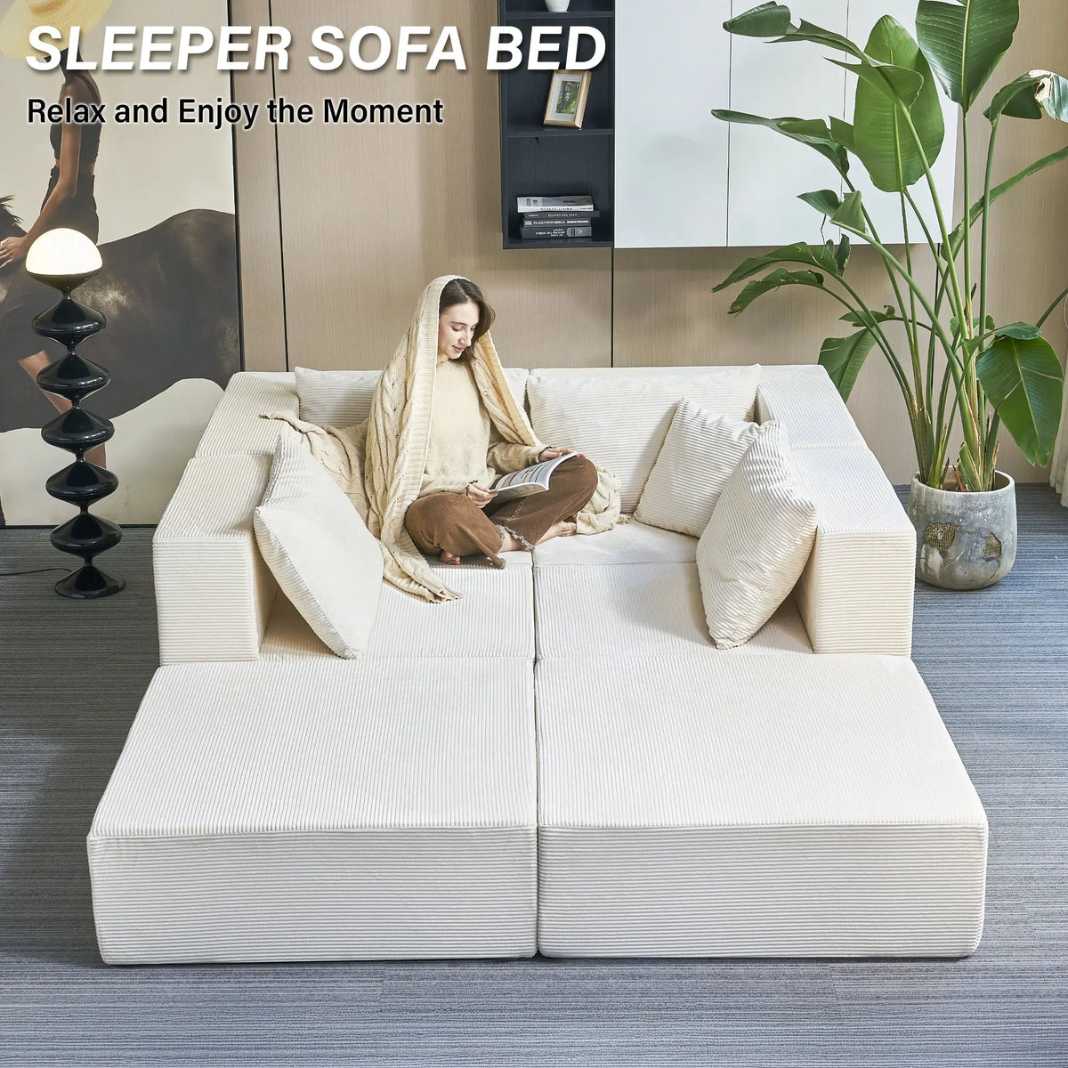 140" Modular Sectional Sofa Bed