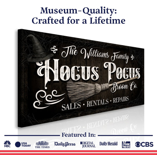 Personalized Hocus Pocus Broom Co. Wall Sign