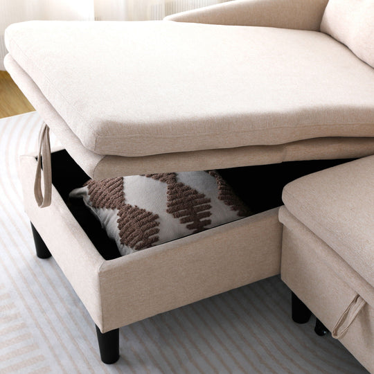 L-Shaped Reversible Chaise Sectional Sofa With Storage
