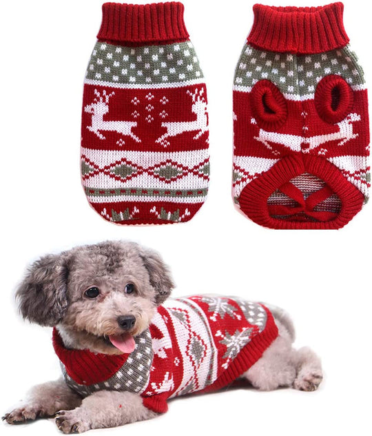 Christmas Reindeer Sweater for Small Dogs &amp; Cats