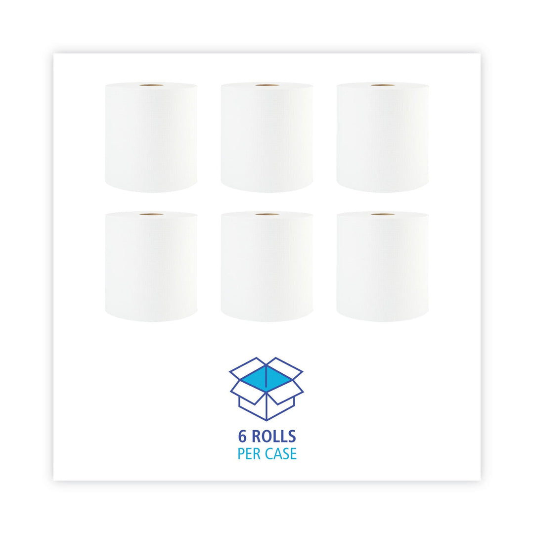 Boardwalk Hardwound Paper Towels, 1-Ply, 8" x 800 ft, White, 6 Rolls/Carton