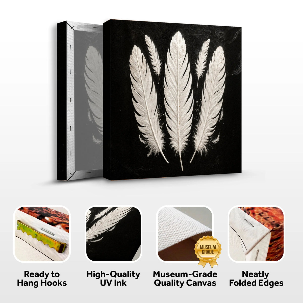 Minimalist Monochrome Feather Wall Art