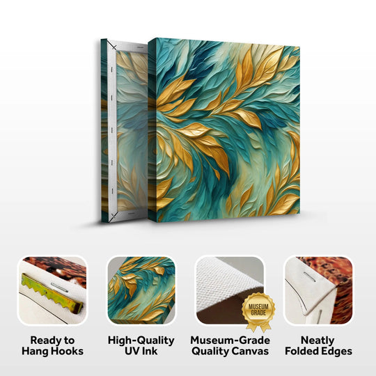 Abstract Gold And Blue Frosty Wall Art