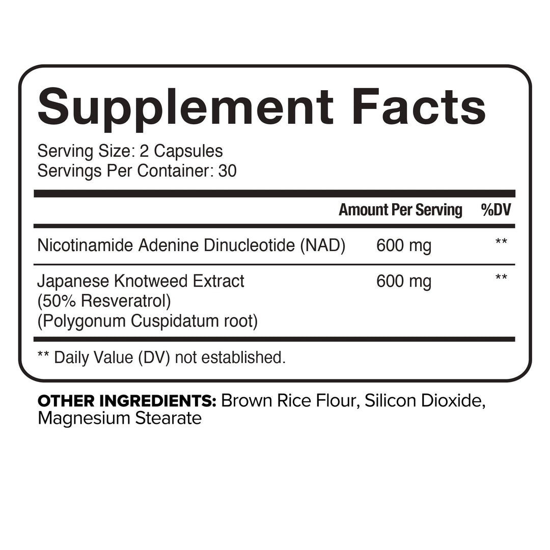 Nutrivein NMN + Resveratrol 600mg: 30 Serv./60 Caps