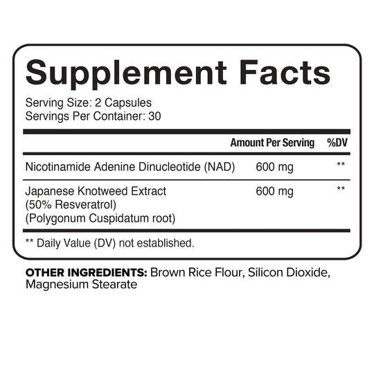 Nutrivein NMN + Resveratrol 600mg: 30 Serv./60 Caps
