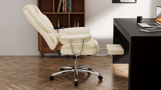 Big and Tall Executive Office Chair with Footrest - Beige