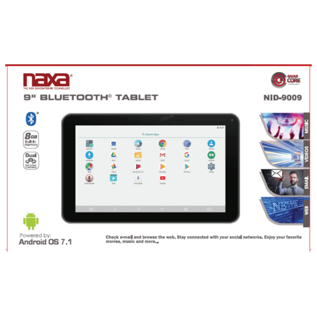 Android Naxa 9" Core Tablet - Refurbished for Everyday Use