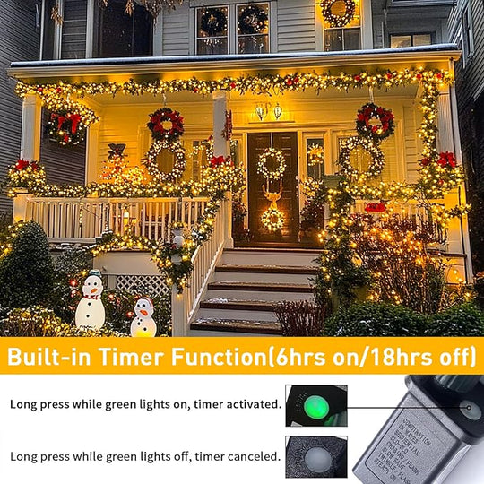 JMEXSUSS 1000LED Green Wire String Lights Warm White
